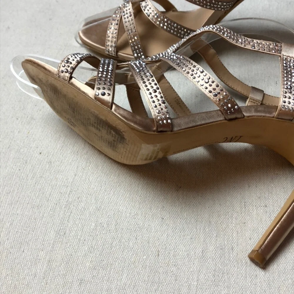 INC‎ Stunning Strappy Embellished Metallic Heels 10